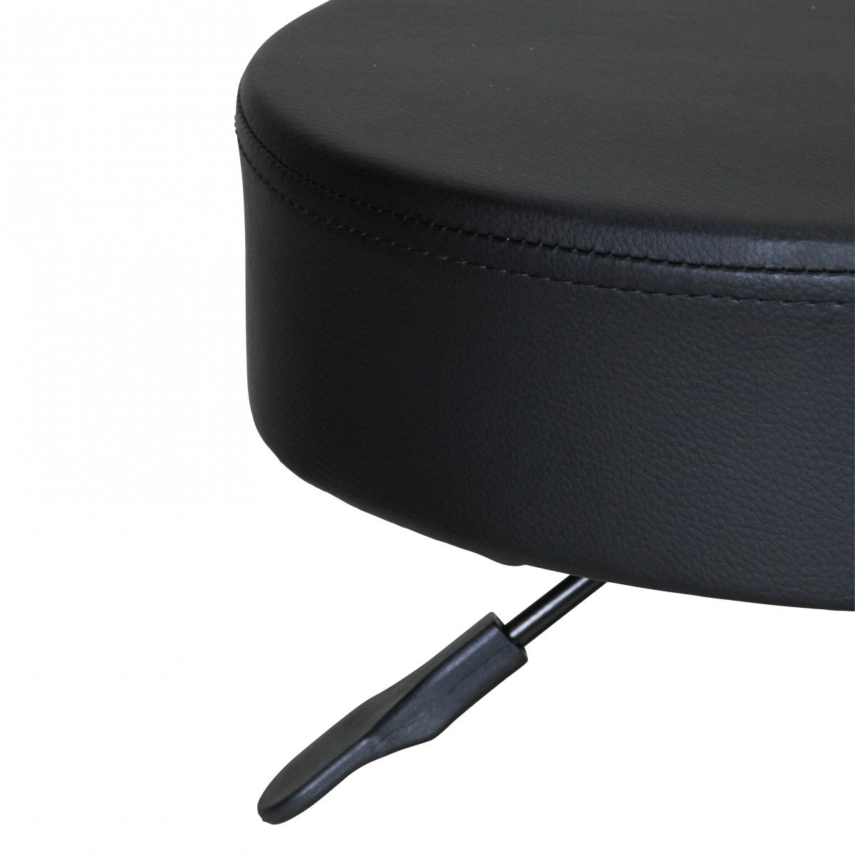 stool, design work stool, imitation leather, black, stool with rollers, capitonné stool without backrest