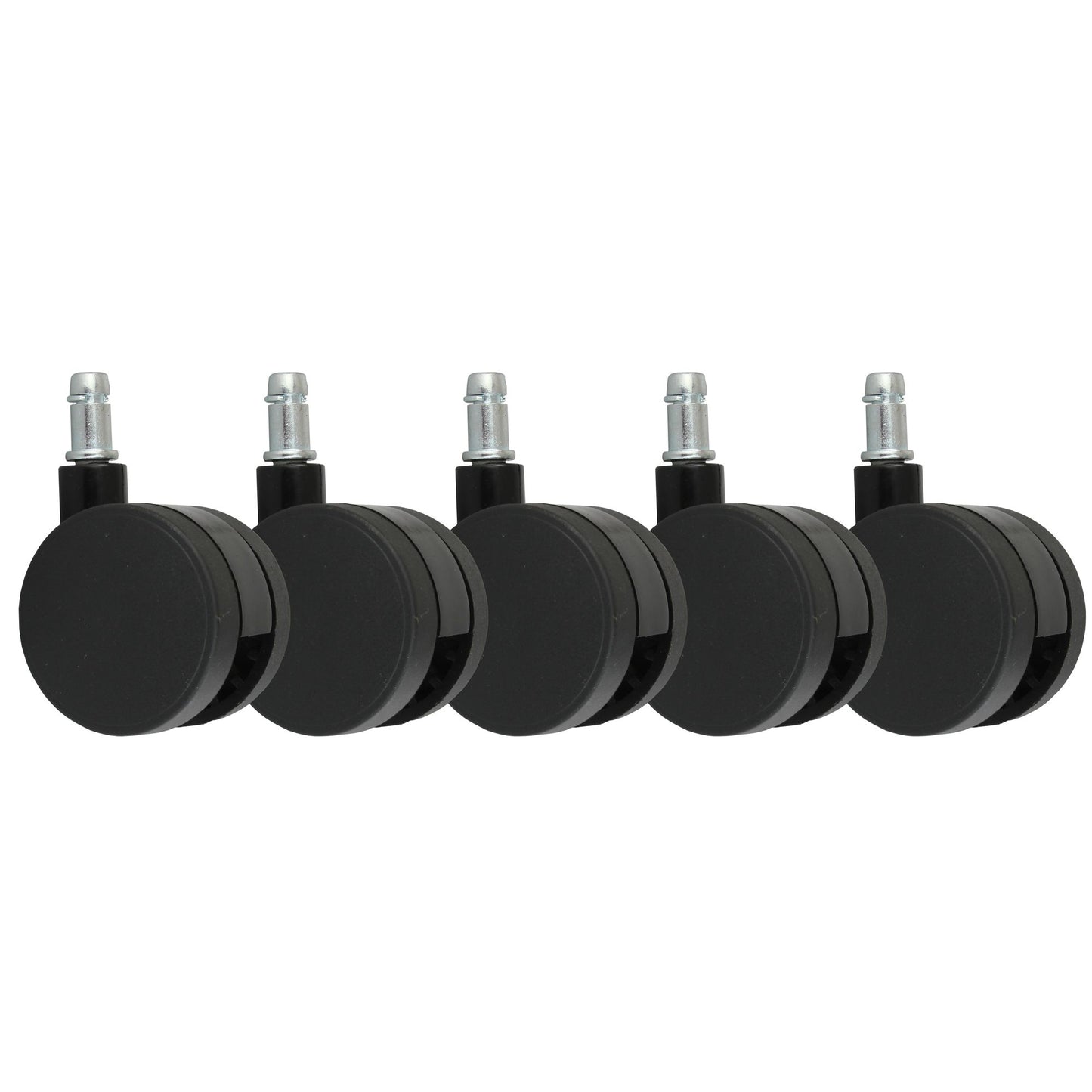 set van 5 wielen voor bureaustoel zwarte pen 11 mm/diameter 60 mm zachte vloer wielen zwenkstoelwielen stoelwielen