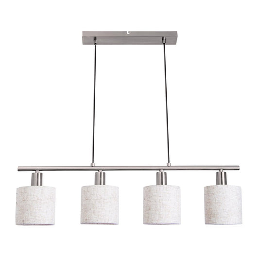 4 hanger lamp "maron" gemaakt van metalen satin mat met stof paraplu's in de natuur, met E14-aansluiting, lamp voor woonkamer of eetkamer, 71,5 x 12 cm