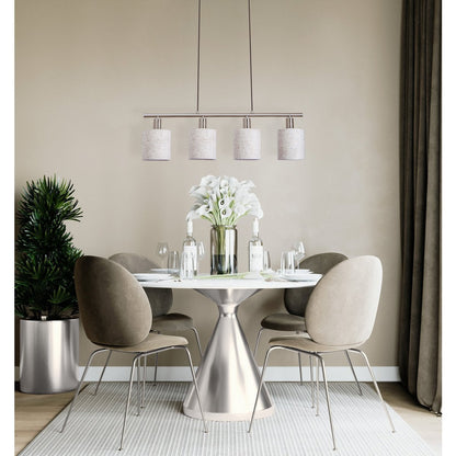 4 hanger lamp "maron" gemaakt van metalen satin mat met stof paraplu's in de natuur, met E14-aansluiting, lamp voor woonkamer of eetkamer, 71,5 x 12 cm