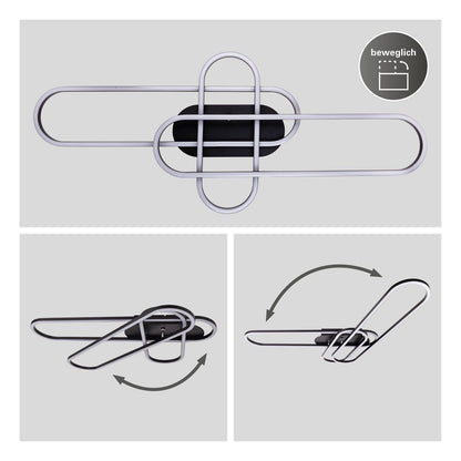 LED CCT -plafondlicht "Carlon" gemaakt van Matt Black Aluminium en Plastic, met geïntegreerde LED, 120 cm lang