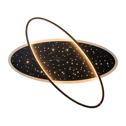 LED -plafondlamp "Stelaris" ongeveer 60 cm lang, gemaakt van metaal en plastic in het zwart, met stevig gebouwde LED's, verlichting voor woonkamers en kantoor