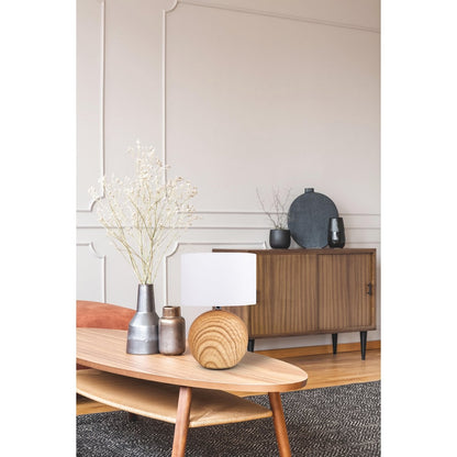 Keramische tafellamp "Woody" - Keramische tafellamp met tekstbladen in de natuur, E14, tafellamp voor woonkamer of kantoor