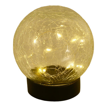 3 Set LED LED Solar Table Lamp/Aand Skeer "Crackle" Ø 12 cm, voor buiten, taflamp-plastic en glas, wit, met geïntegreerde LED