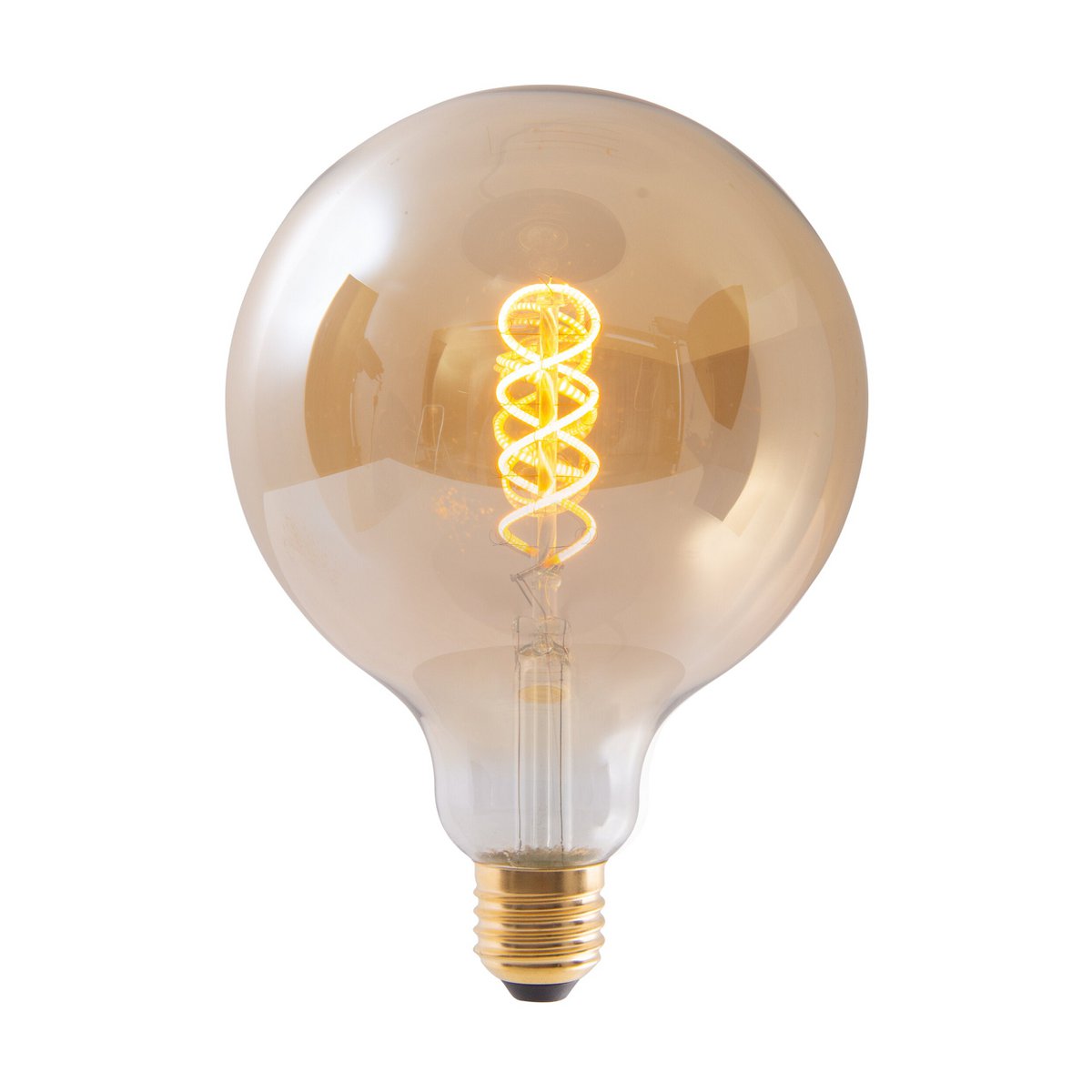 2 Set LED -lamp E27 -versie, 5 watt Ø 12,5 cm, metaal en glas, Amber
