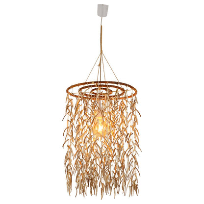 Hanger lamp "kokosnoot" Ø 40 cm, gemaakt van hout- en kokosnootschalen, beige/bruin, E27 -aansluiting, verlichting voor woonkamer, eetkamer of wintertuin.