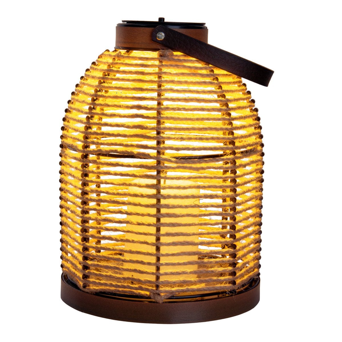 LED ZONNELIJKE LICHT "KORBINIAN" VOOR GARDEN EN TERRACE, decoratieve lamp gemaakt van metaal met jutespanning in de natuur, stevig gebouwd -in LED's, zonnelamp voor buiten 29 x 21 cm