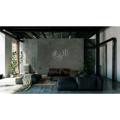 Led hanger lamp "Araneus" metaal en plastic in chroom, met stevig ingebouwde leds, 80 cm lang, verlichting voor woonkamer, eetkamer of kantoor