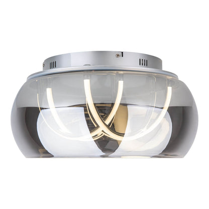 LED -plafondlicht "Malou" Ø 45 cm, 23,5 cm hoog, gemaakt van metaal, rookglas, geïntegreerde LED's, warm wit