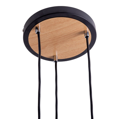 3 plafondlamp "fumoso", hanglamp gemaakt van metaal en glas in zwart, met E14 -aansluiting, voor eetkamer, woonkamer, hal of kantoor, hangende lamp Totale hoogte 123 cm.