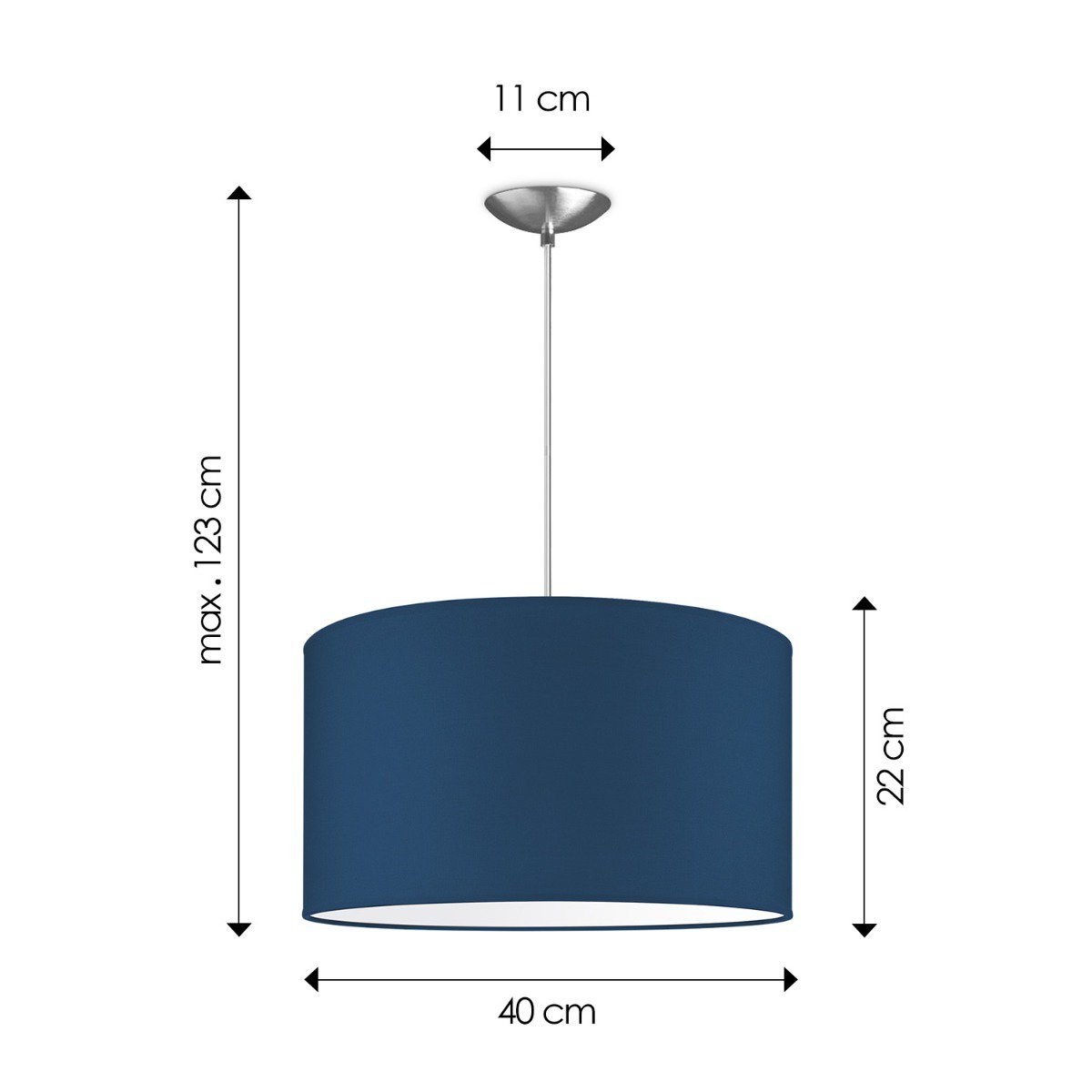 Home Sweet Home hanglamp Bling met lampenkap, E27, donkerblauw, 40cm