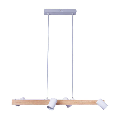 4 hanglamp "Frida" wit, hangende lamp, metaal, wit, GU10, hanglamp voor eetkamer, woonkamer, gang of kantoor, 80 cm lang