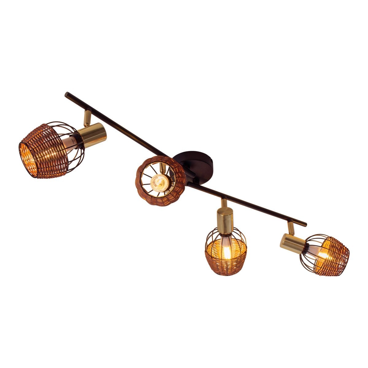 4 plafondlamp "Corbis", metalen plek in zwart en goud, met E14 -aansluiting, voor eetkamer, woonkamer, gang of kantoor, plafondlamp, 78 cm lang