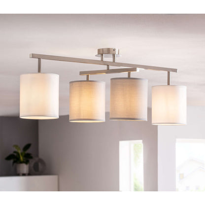 4 plafondlamp "tilde", klassieke metalen plafondlamp en textiel in grijs met E27 -aansluiting, 82 cm lang, de paraplu's zijn verstelbaar, ideaal voor woonkamer, eetkamer en slaapkamer