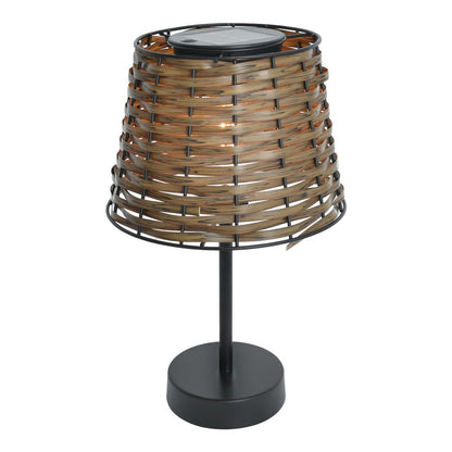 Solar-Table Light Rattan "Rada" in bruin, met schemeringsensor, warm wit, 31 cm hoog, voor de buitenruimte