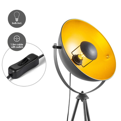 Home Sweet Home Klassieke Vloerlamp Letal - Staande Lamp - Zwart/Goud