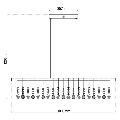 Led hanglamp "nobilis" lengte ongeveer 100 cm, gemaakt van metaal en plastic in grijs, met stevig gebouwd -in LED's, verlichting voor woonkamer, eetkamer of kantoor