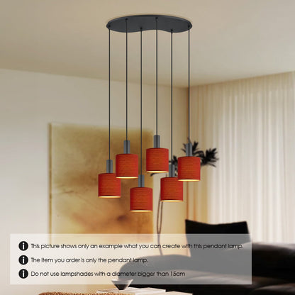 Home Sweet Home Zwarte ovale metalen Hanglamp 6L - 60/25.8/117.5CM