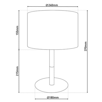 Textieltafel Licht "Tessile", tafellamp gemaakt van metaal, textiel en rubberen boom in wit/natuur, met E14 -aansluiting, voor eetkamer, woonkamer, gang of kantoor, 37 cm hoog