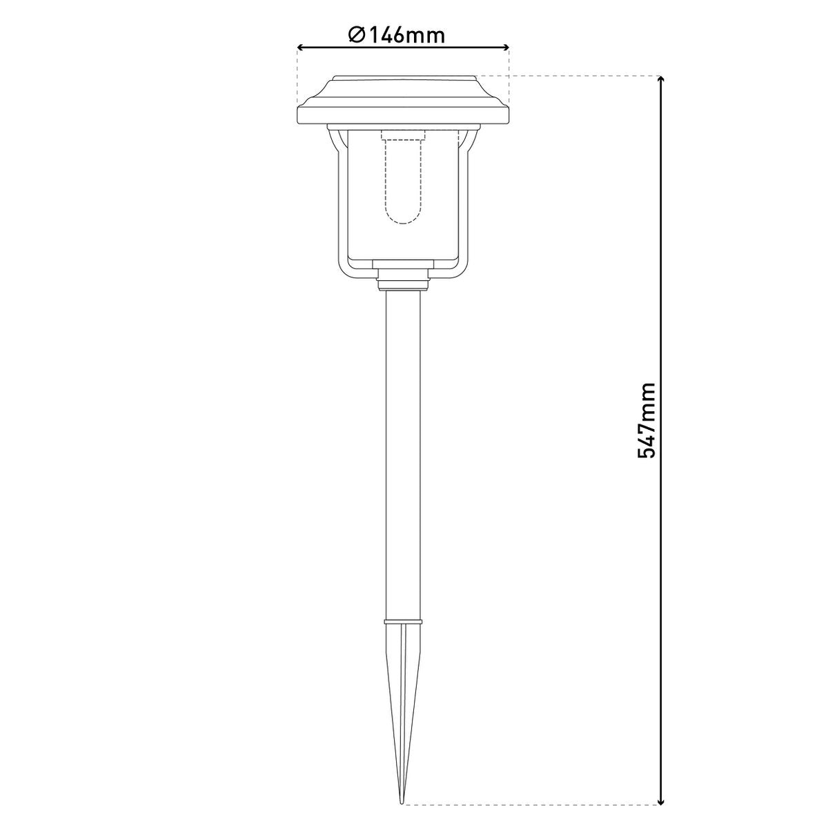 Solar-deco-earth spit "Simon" 54,7 cm hoog, gemaakt van zwart metaal en gestructureerd glas, geïntegreerde LED, warm wit.
