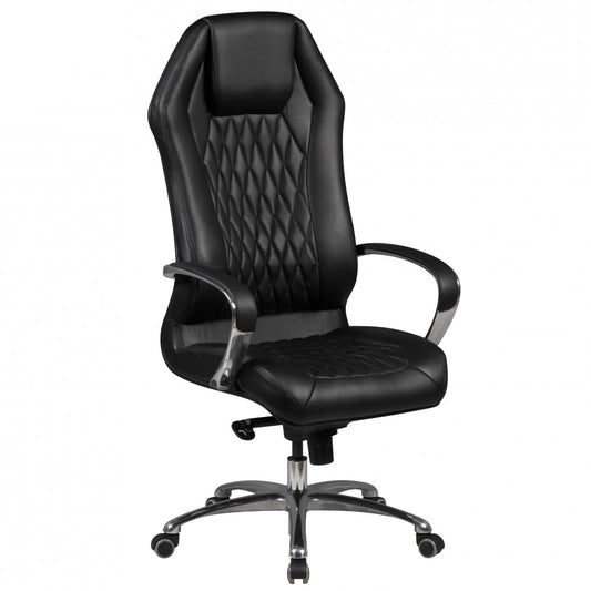 bureaustoel MONTEREY lederen zwarte bureaustoel 120KG Executive stoel hoge rug met hoofdsteun X-XL