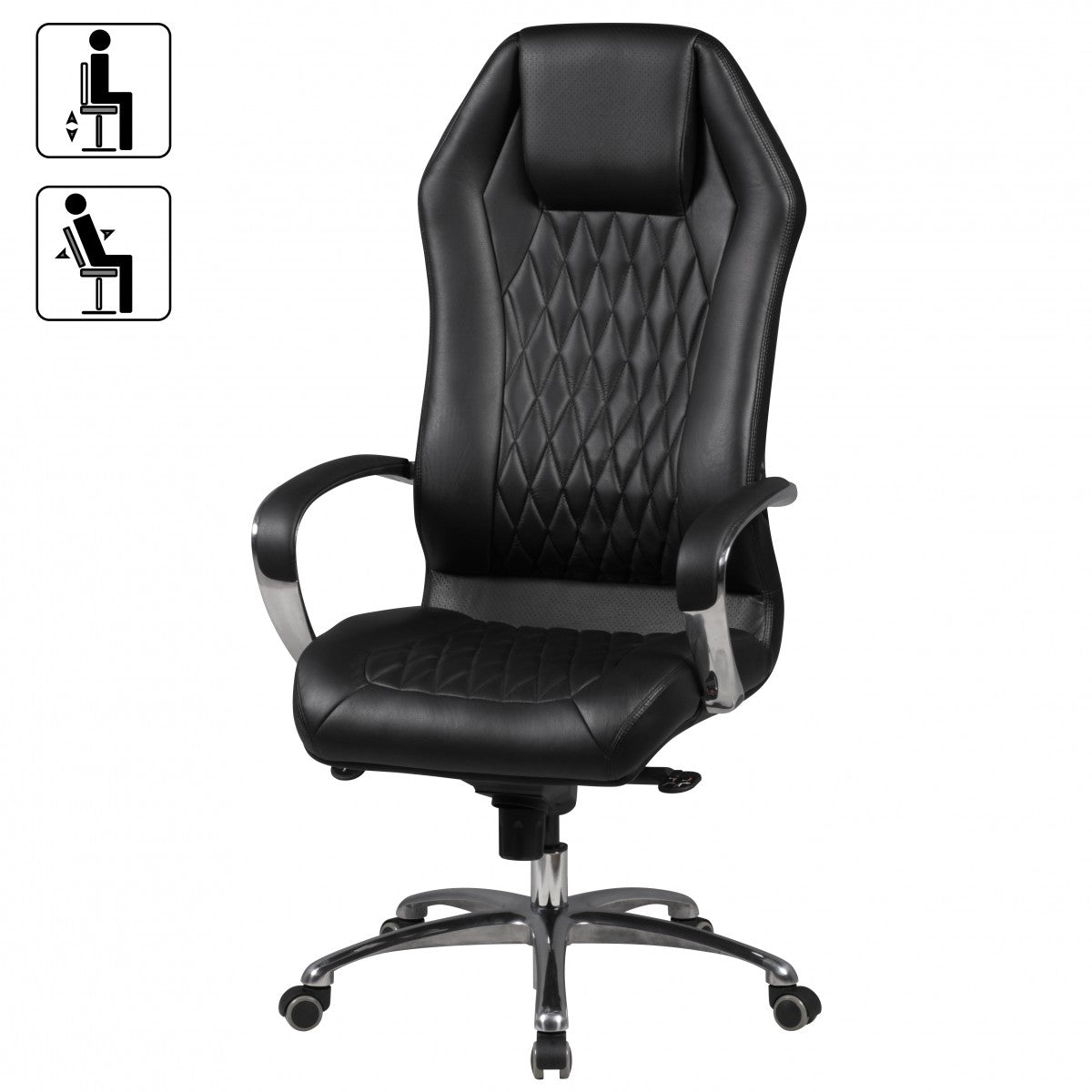 bureaustoel MONTEREY lederen zwarte bureaustoel 120KG Executive stoel hoge rug met hoofdsteun X-XL