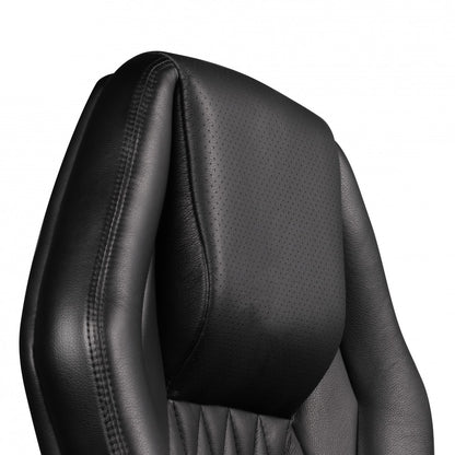 bureaustoel MONTEREY lederen zwarte bureaustoel 120KG Executive stoel hoge rug met hoofdsteun X-XL