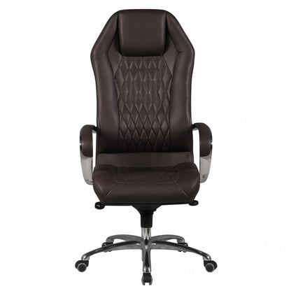 bureaustoel MONTEREY lederen bruine bureaustoel 120KG Executive stoel hoge rug met hoofdsteun X-XL