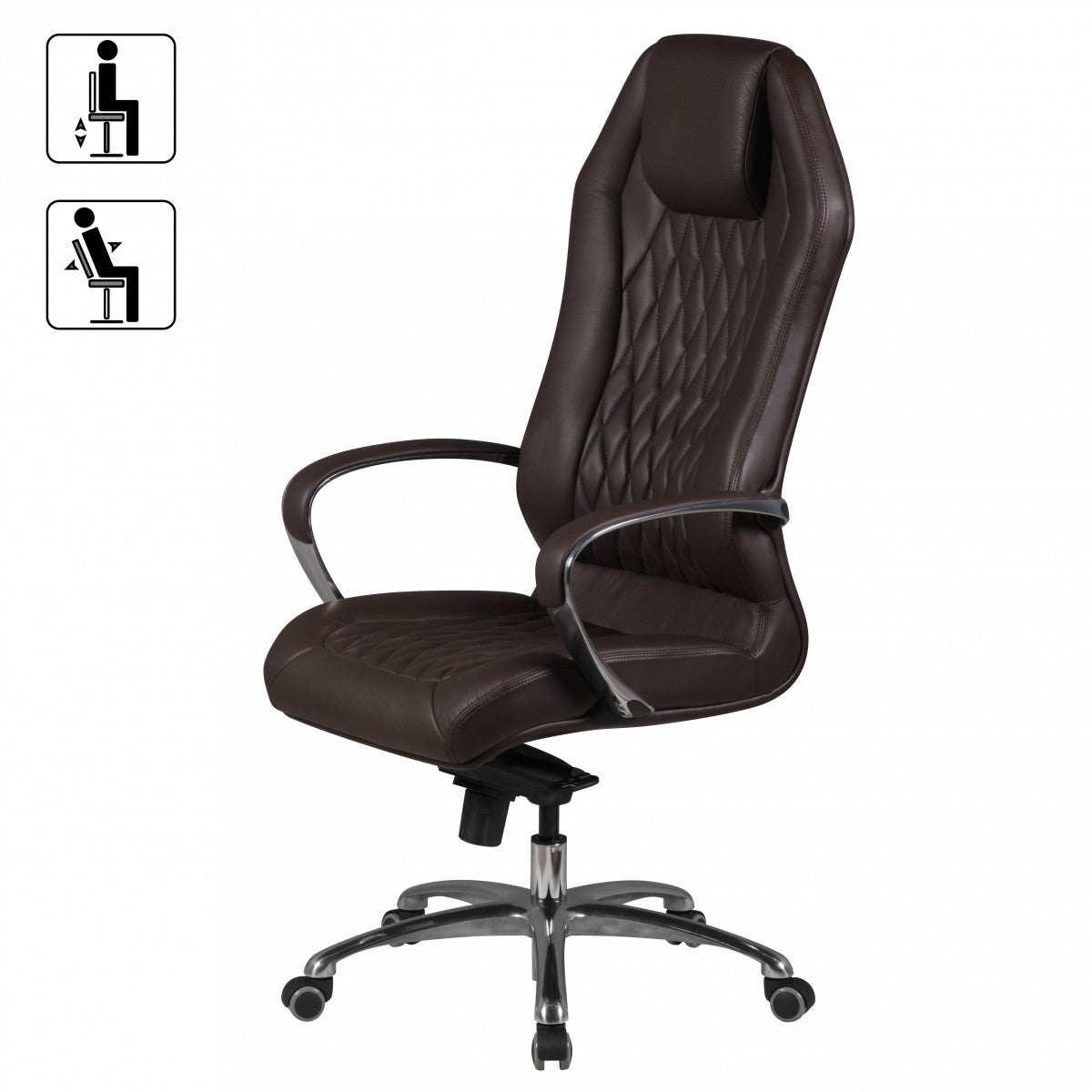 bureaustoel MONTEREY lederen bruine bureaustoel 120KG Executive stoel hoge rug met hoofdsteun X-XL