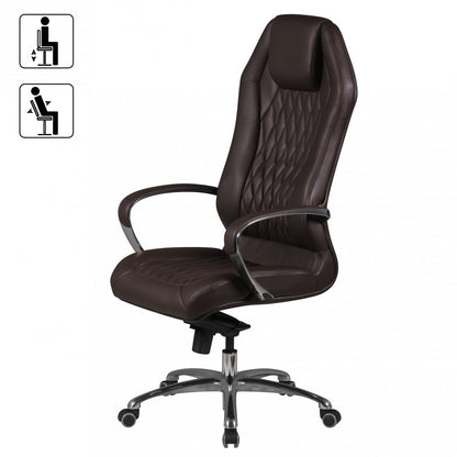 bureaustoel MONTEREY lederen bruine bureaustoel 120KG Executive stoel hoge rug met hoofdsteun X-XL