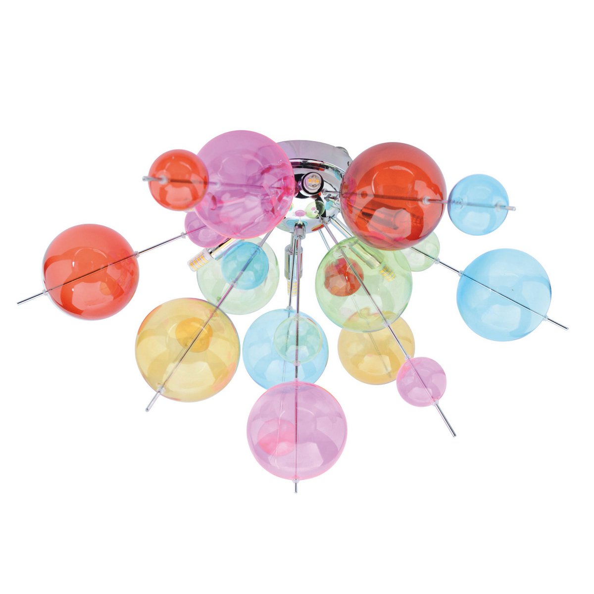 Plafondlamp "explosie" gekleurd gemaakt van metaal en glas, G9 -frames, plafondlamp voor eetkamer, woonkamer, gang of kantoor, Ø57 cm