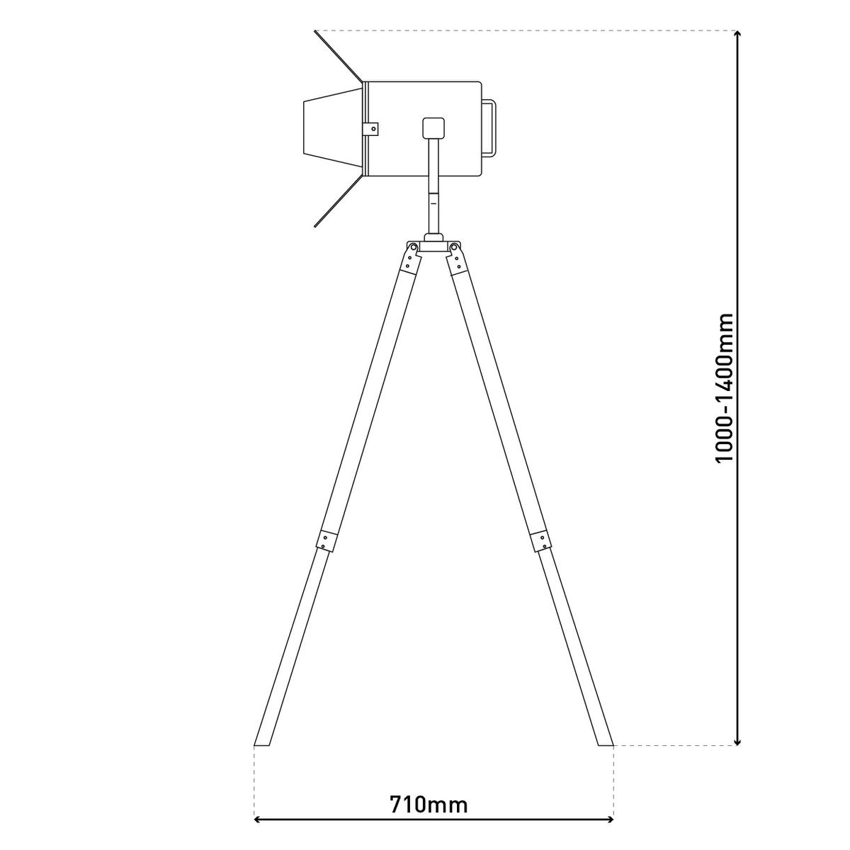 Tripod floor lamp "Holly" made of dark natural wood with an E27 fitting, 100-140 cm high, lamp for living room, dining room or office