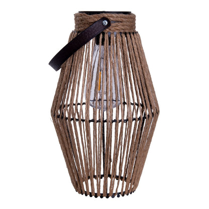 LED ZONNELIJKE LICHT "KORBINIAN" voor tuin en terras, decoratieve lamp gemaakt van metalen en plastic koordbedekking in de natuur, LED's stevig geïnstalleerd, zonnelamp voor buiten 30 x 18 cm