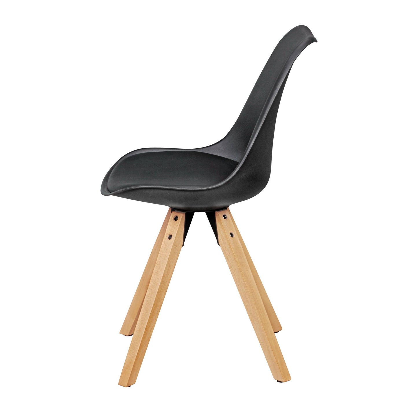 Set van 2 Retro Dining Chair black | Scandinavian beklede stoel rugleuning | Keukenstoel gestoffeerde kunstleer
