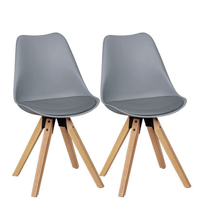 Set van 2 Retro Dining chair grijs | Scandinavian beklede stoel rugleuning | Keukenstoel gestoffeerde kunstleer