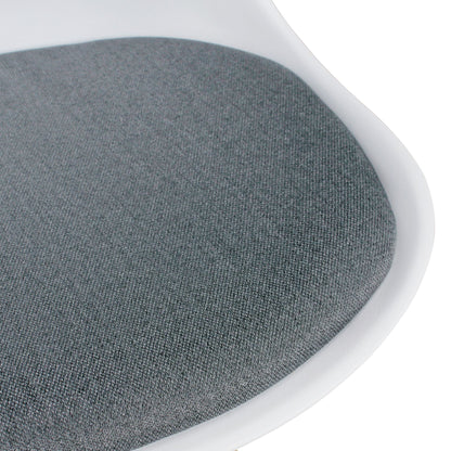 Set van 2 Retro eetkamerstoel wit / grijs | Scandinavian beklede stoel rugleuning | Keukenstoel gestoffeerd stof