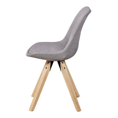 Set van 2 Retro Dining Chair lichtgrijs beklede stoel bekleding gecapitonneerde rugleuning design keuken Chair