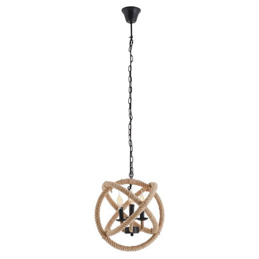 Hangende lamp "regia", black metal, henneptouw, E27 -aansluiting, verlichting voor woonkamer, eetkamer of kantoor, een diameter van 43 cm