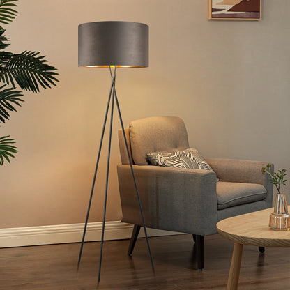 Home Sweet Home Velvet Lampenkap - Grey + goud - ø40 x 22 cm