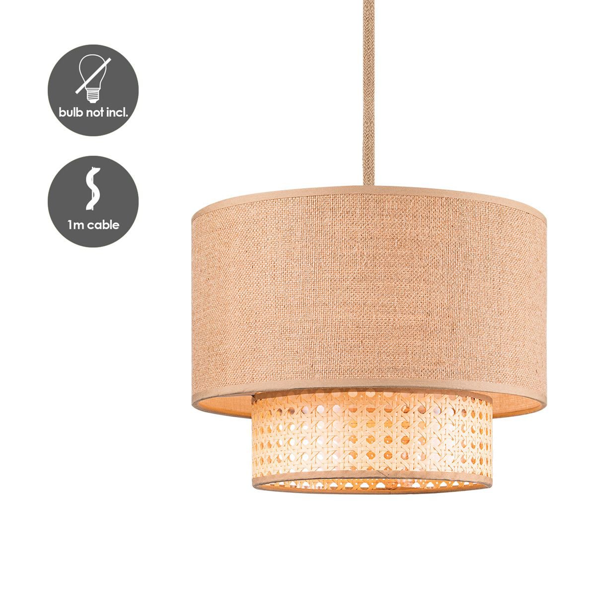 Home Sweet Home Hanglamp Cane Weave - hout - 30x30x129cm