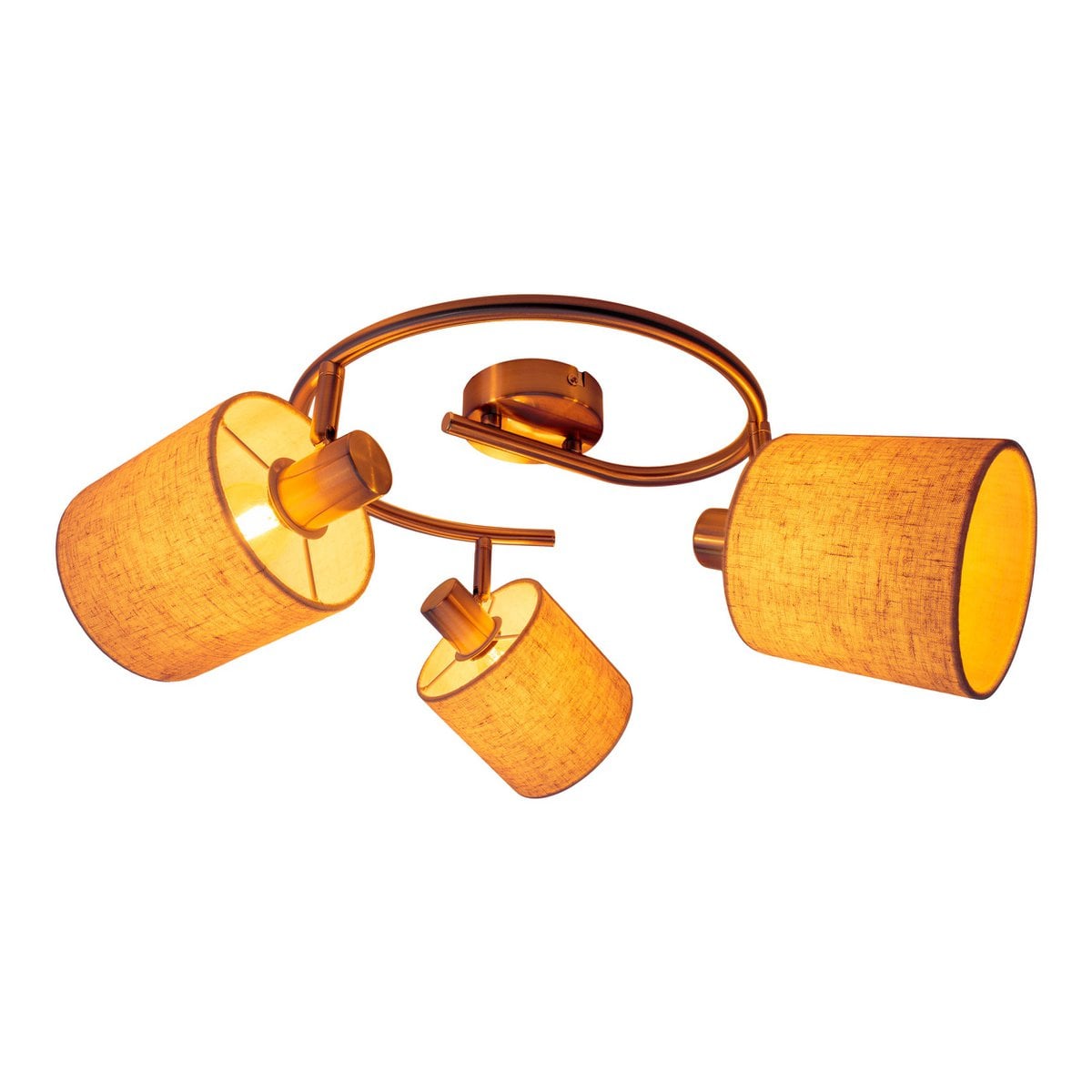 3-zits muur en plafond Rondel "Maron" gemaakt van metalen-satine-meter met stof paraplu's in de natuur, met E14-versie, lamp voor woonkamer, eetkamer, gang en kantoor, 28,5 cm diameter