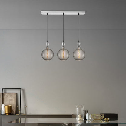 Home Sweet Home hanglamp chroom vintage LED 3L G180 dimbaar E27 rook