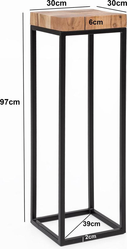 Massief houten tafel - hoge tafel - Hoge Bijzettafel - Industrieel
