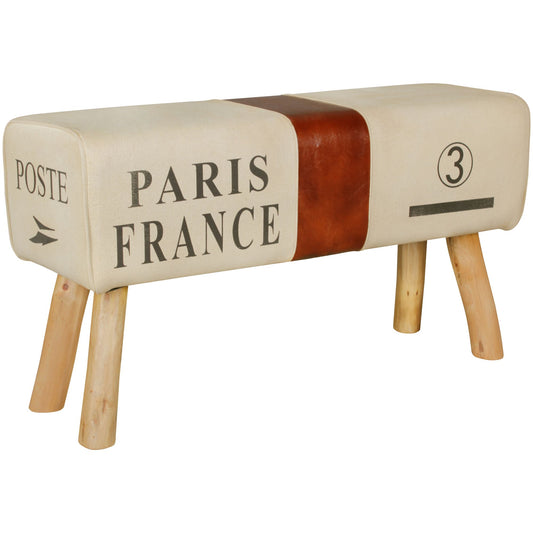 Ontwerp Turn Bock bank CANVAS Brown 91 x 30 x 50 cm | Draai voetbank gemaakt van echt leder / stof | Kruk Garderobebank Kruk gymnastiek- bank