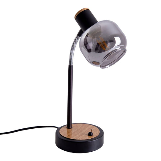 Tafellamp "fumoso", tafellamp gemaakt van metaal en glas in zwart, met E14 -aansluiting, voor eetkamer, woonkamer, gang of kantoor, tafellamp 34 cm hoog