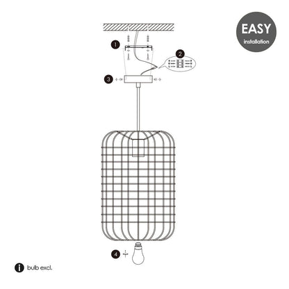 Home Sweet Home Hanglamp Netting - Zwart - 26x26x142cm