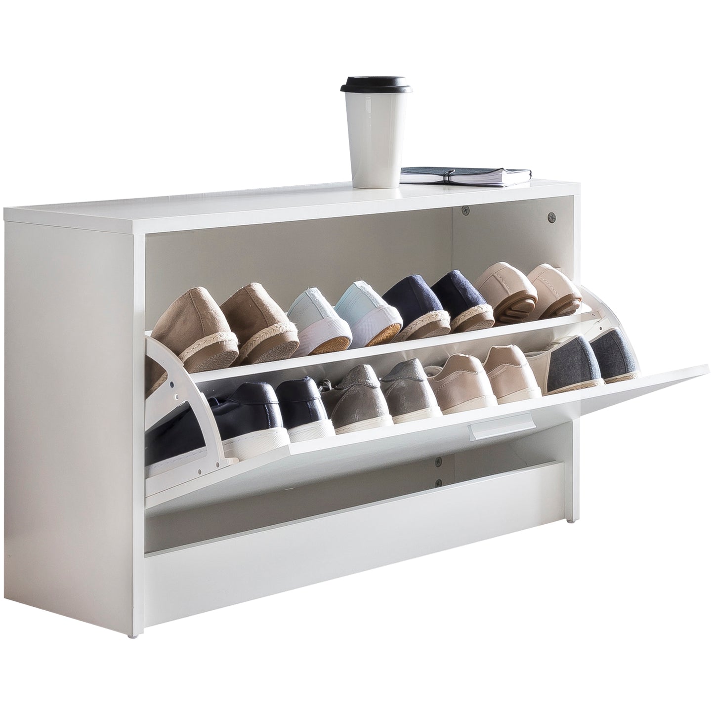 met zitting Witte Schoen Dumper Hout 80 x 47 x 24 cm | Flurbank klein gesloten | Bank smalle gang met bergruimte | Schoenenkast enkel bankje bankje bank hal meubilair