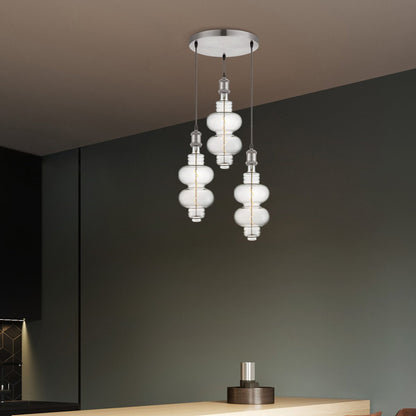 Home Sweet Home hanglamp chroom rond Diabolo 3L dimbaar E27 helder