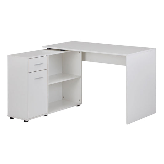 design hoekbureau met plank wit 120 x 75,5 x 106,5 cm | Moderne bureau computer tafel studie | Hoek bureau thuiskantoor