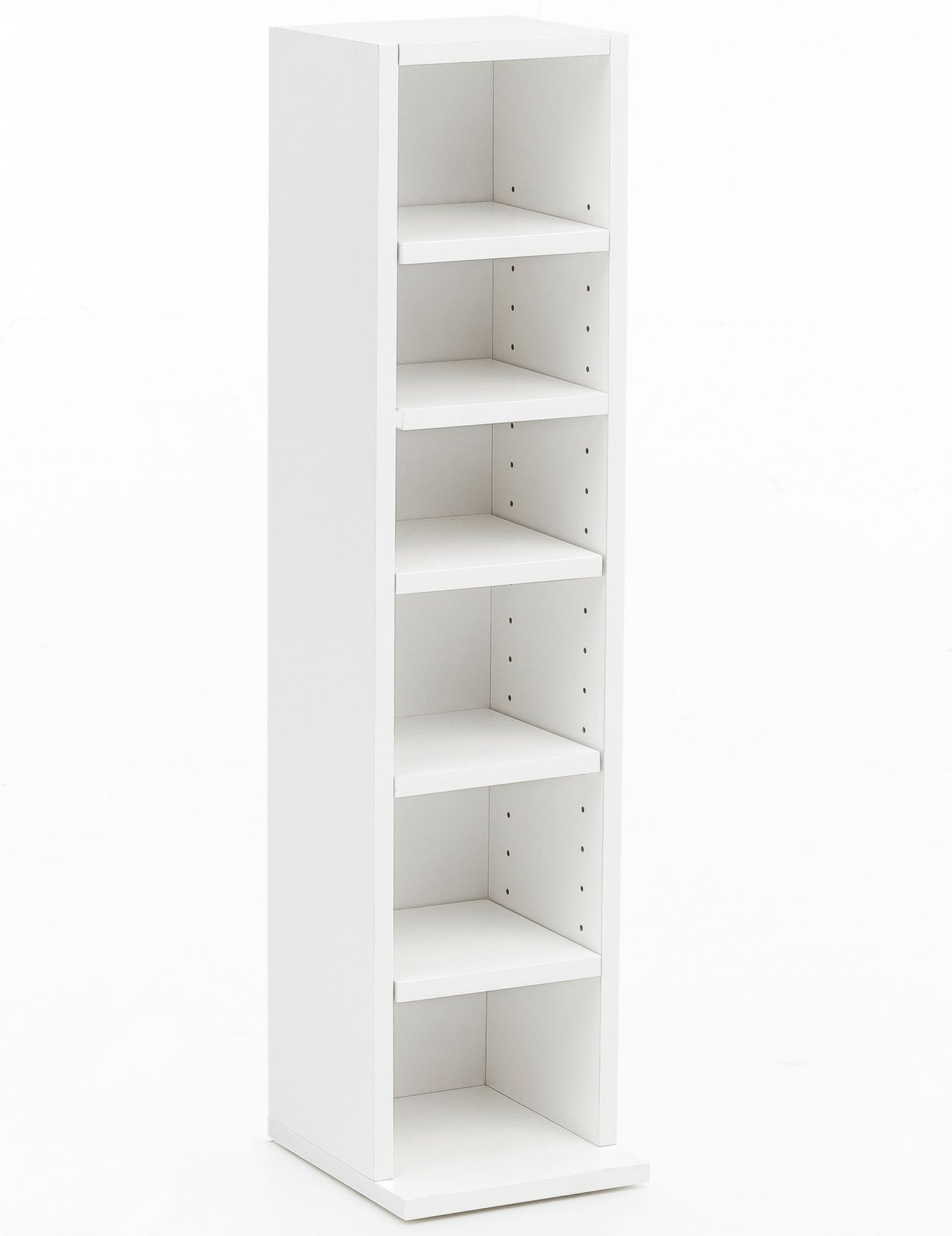 Design boekenkast WL5.336 21x91x20cm met 6 vakken Wit | Etagevlak houten plank vrijstaand | Schoenenrek hout gang | Smalle wandplank kinderkamer | Nieschenregal Modern